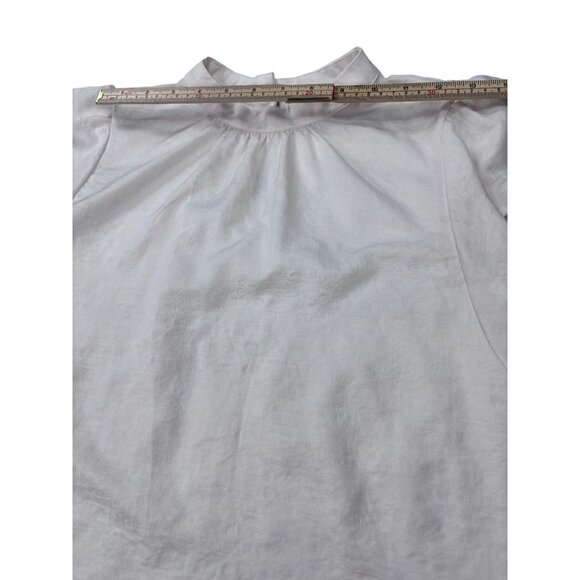 Nine West Womens White Cream Flutter Sleeve Blouse Keyhole Back Lightweight Size - Picture 7 of 9